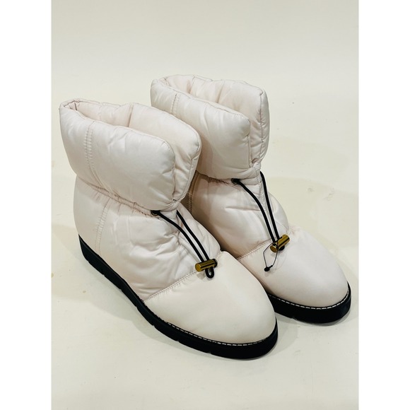 J.Crew Women's Puffer Booties Size 9 Winter Snow Boots Beige - Picture 1 of 4